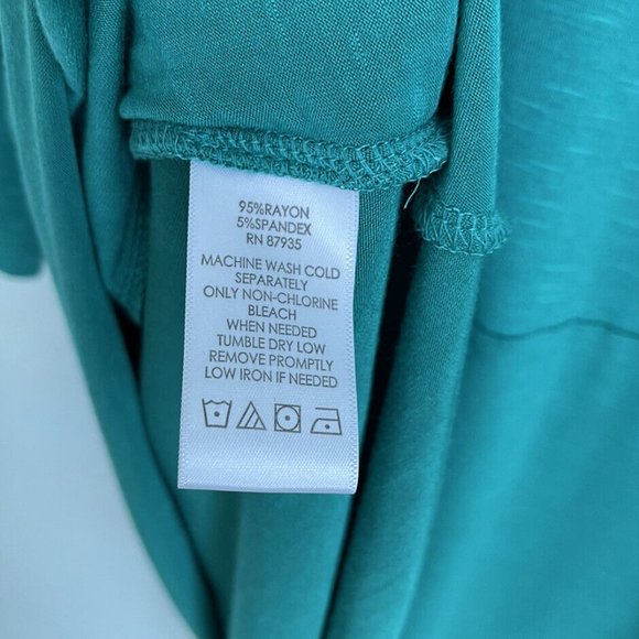 LOGO Lori Goldstein Green 3/4 Sleeve Tunic with Pockets - Picture 5 of 6